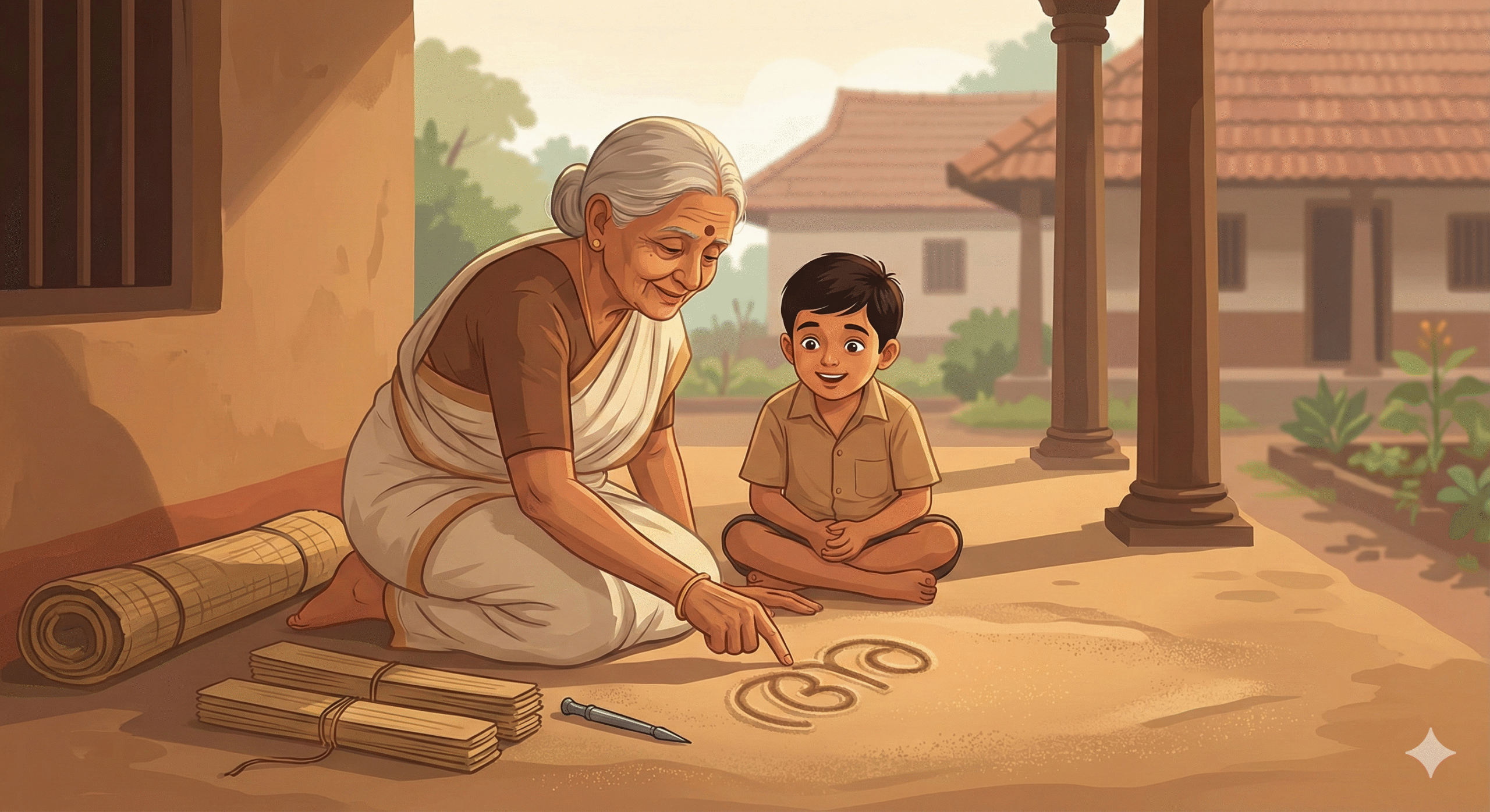 പൂഴിമണ്ണിൽ തെളിഞ്ഞ അക്ഷരങ്ങൾ